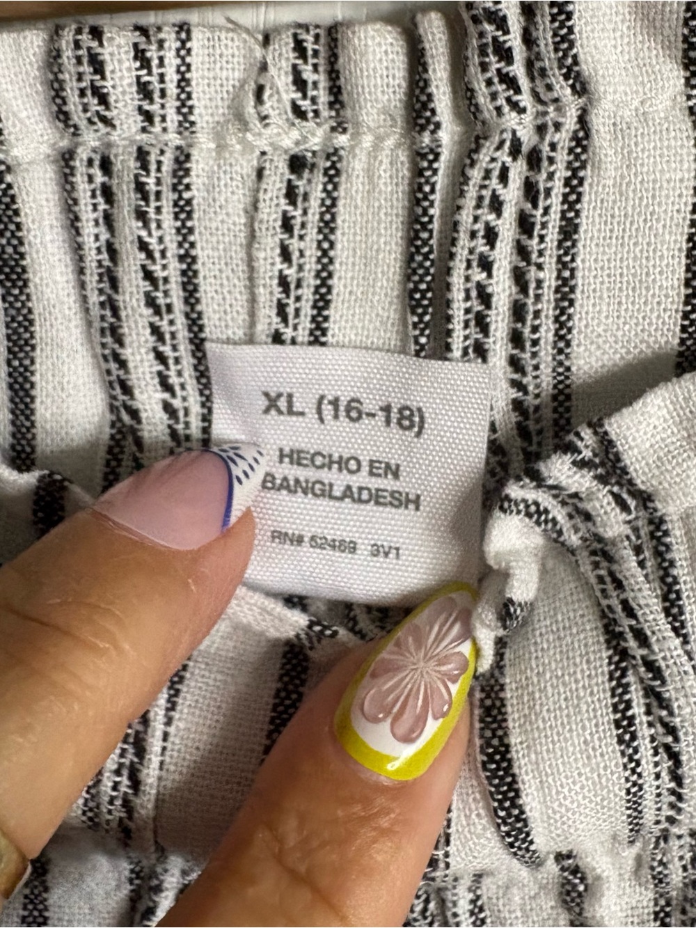 Time&Tru XL Wide-Leg Pants Linen Blend Woven Stripe Elastic Patch Pockets Beach - Picture 6 of 11